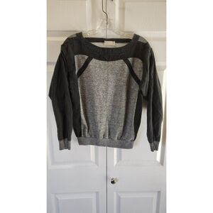 Vtg Steps 90's Retro Grey & Black Colorblock Marled Knit Sweatshirt Large